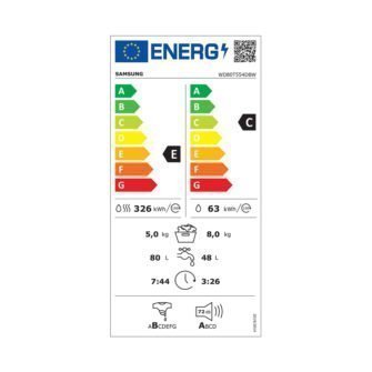 Samsung WD80T554DBW Πλυντήριο - Στεγνωτήριο 8/5Kg - Image 2